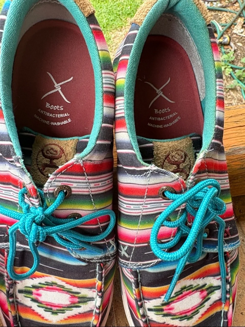 Hooey Multicolor Striped Canvas Lace-Up Sneakers with Teal Trim
